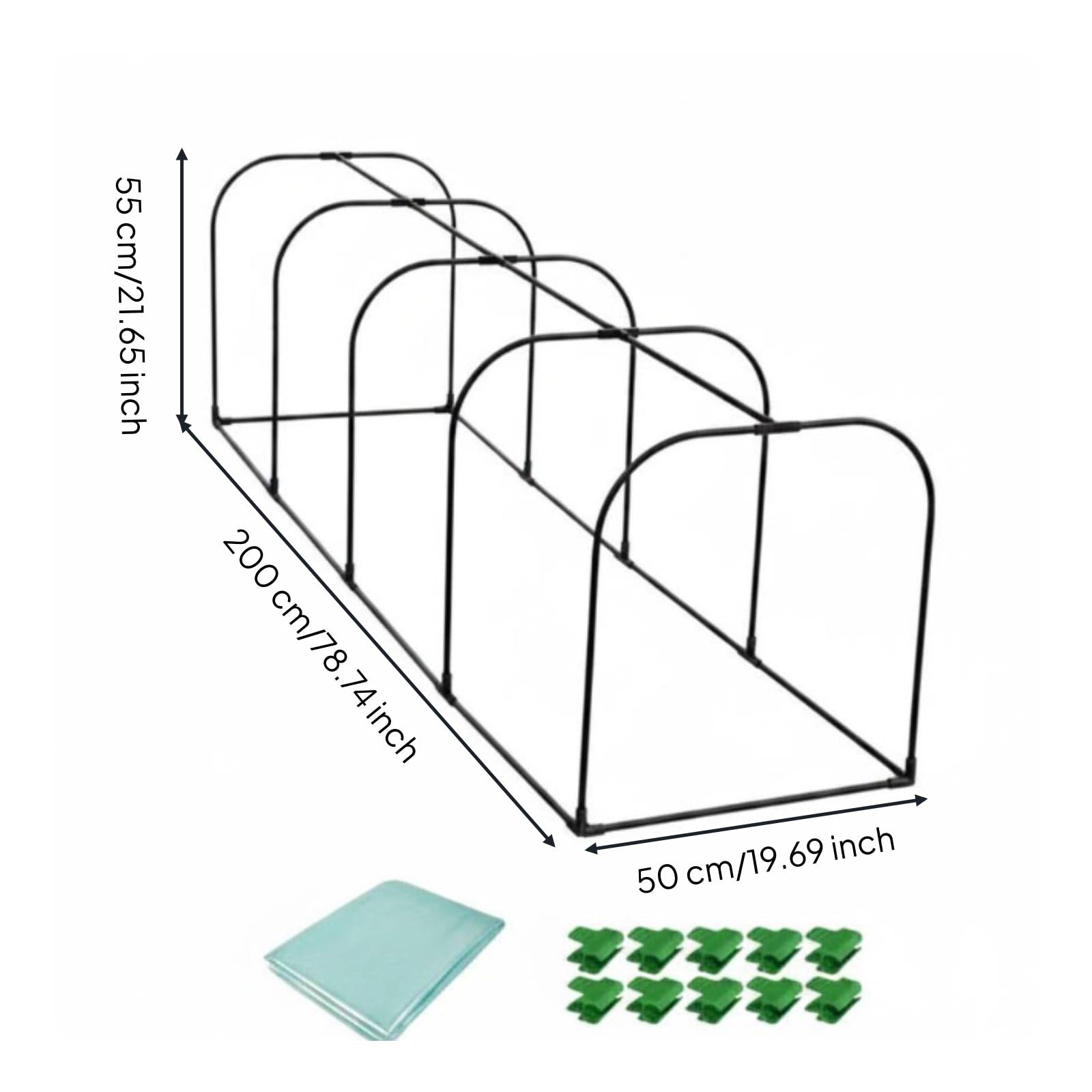 Serra a Tunnel da Giardino Antigelo Anti-Pioggia per Giardinieri, Hobbisti, Balcone, Terrazza, Orto , 200-50-55cm