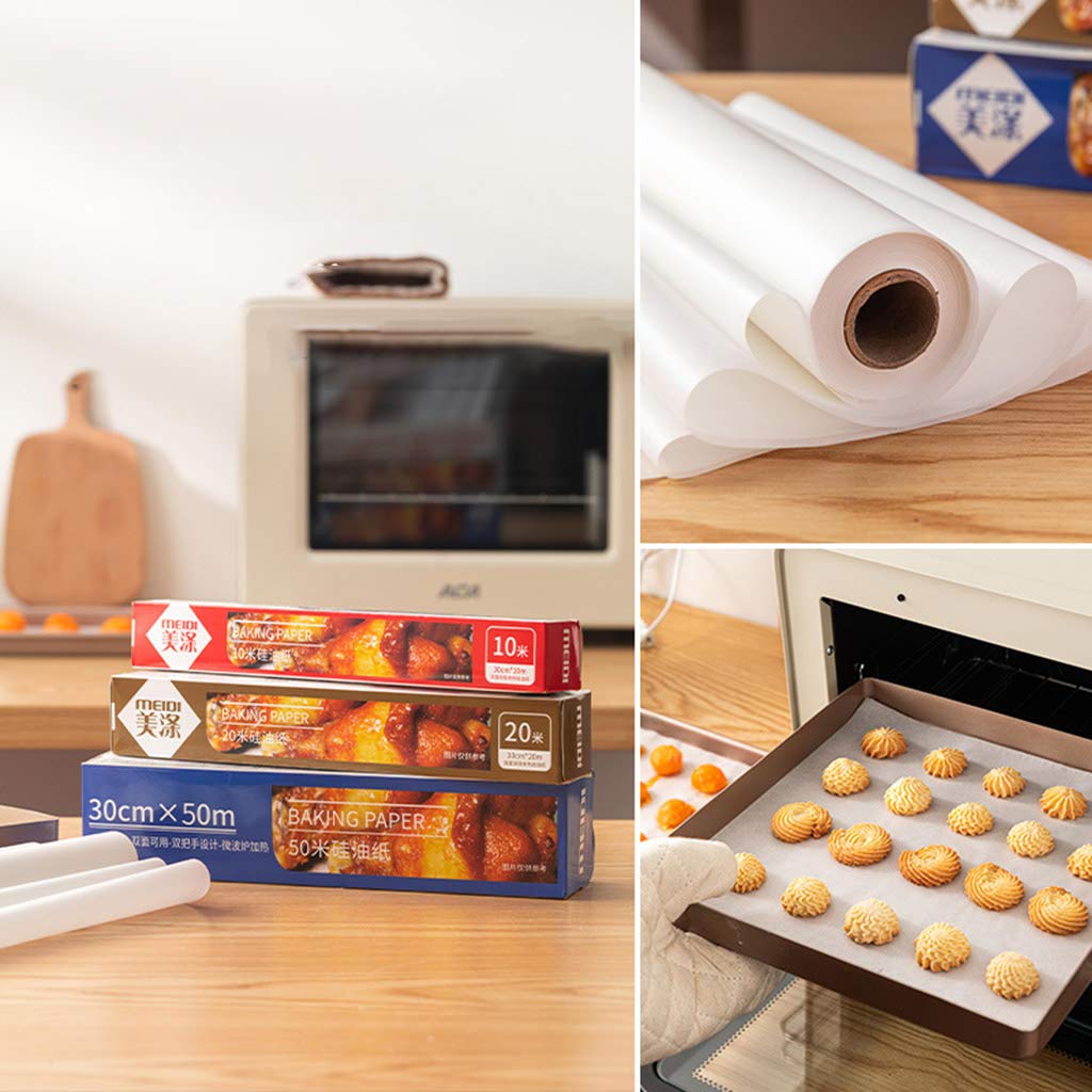 CHEFZOCO Papel De Horno 3 Rollos | 28,5 Cm X 15 M | Antiadherente | Resistente Hasta 220°C | Vegetal