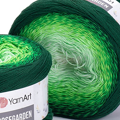 Image of Yarn Art Flowers Rosegarden 100% Cotton 250gr 8.80 oz 1094yds Multicolor Cotton Yarn Rainbow Crochet Yarn Spring Summer (319)