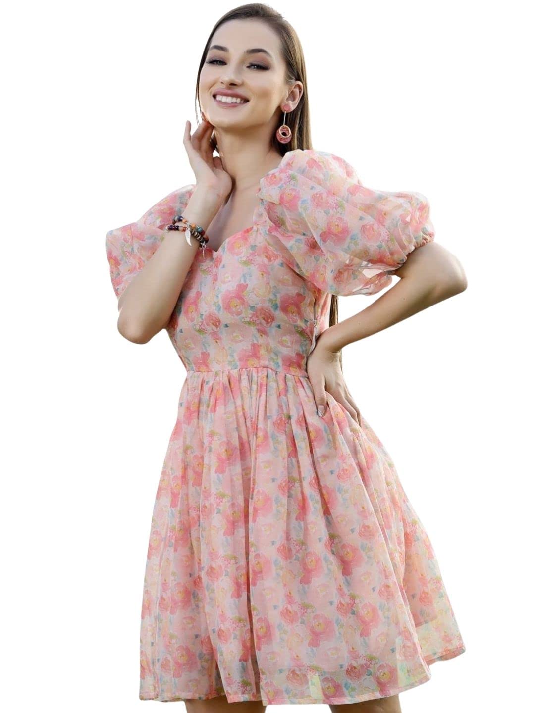 SeraWomen's Polyester Fit and Flare Standard Length Dress