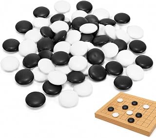 Garneck 360PCS Go Stones Set: Resin Go Board Game Chess Pieces Replacement - Traditional Black and White Chinese Chess Stones Craft for Travel Family Fun Home and School Use