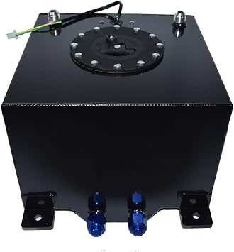 Universal 5 Gallon Fuel Cell 19L Universal Gas Tank Aluminum Polished Racing Street Drift Strip Fuel Tank with Level Sender Black