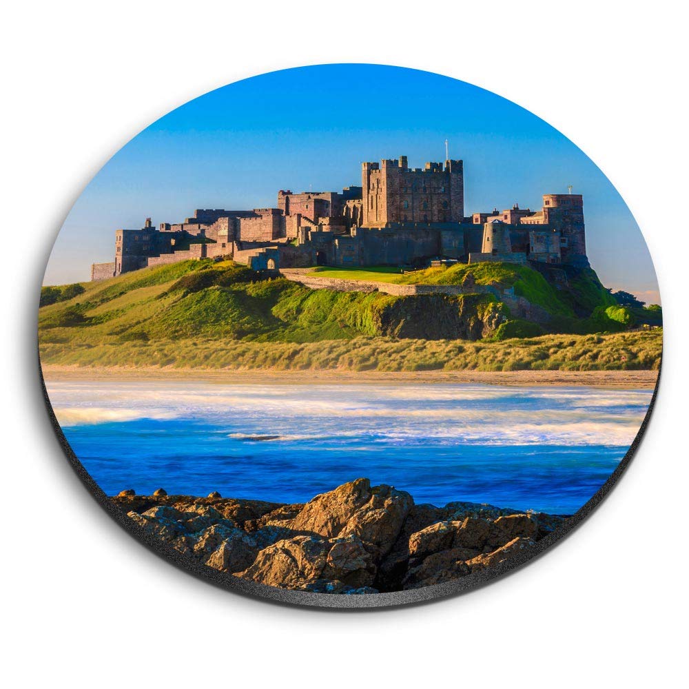 1 x Round MDF Magnet - Bamburgh Castle England UK 3078