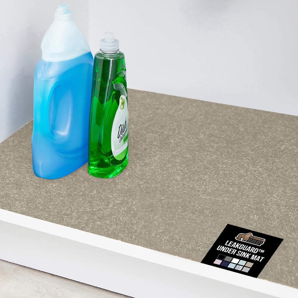 GORILLA GRIP LeakGuard Non-Adhesive Under Sink Mat for Kitchen Cabinet, Waterproof Quick Dry Shelf Liner, Durable Absorbent Felt Mats for Bathroom Sinks, Cabinets, Dresser, Easy to Trim, 24x30 Beige product image