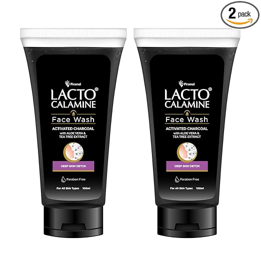 Lacto Calamine Charcoal Activates Face Wash Aloe Vera & Tea Tree Extract for Deep Skin Detox. Removes impurities & fights blackheads & whiteheads. No Sulphates, No Paraben – (100 ml x Pack of 2) at Rs. 186