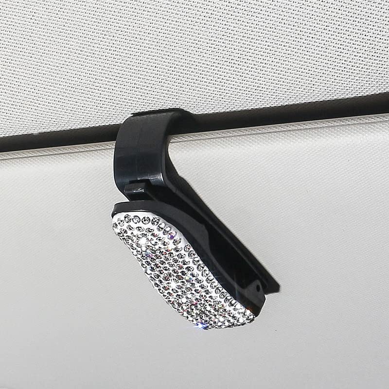 PTNKUIIY Brillenhalter Für Auto - 2er Set Mit Strass-Steinen In Rot