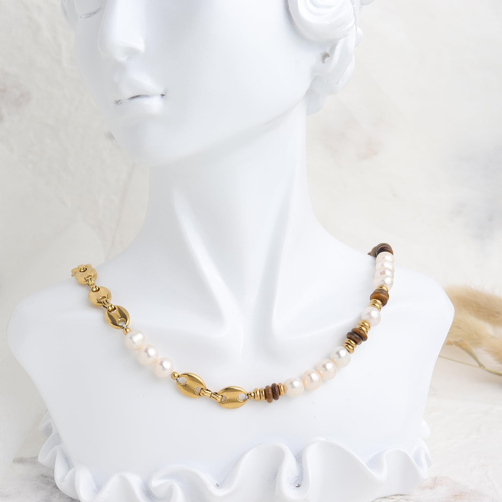 Cuenta de Perla de Piedra Preciosa de Ojo de Tigre para Mujer, Regalo de joyería de Fiesta de declaración Boho
