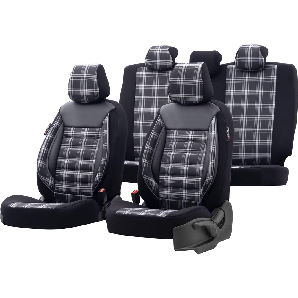 otoM Housse de sièges en textile 'Sports' Noir/Gris - 11-pièces | universel - adapté aux Side-Airbags