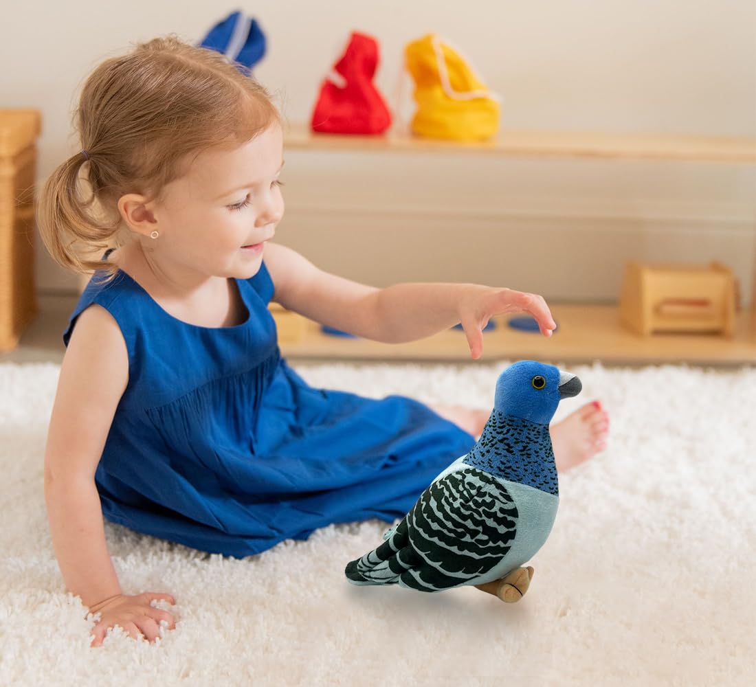 Pigeon Plush Toy 20cm/7.87in Soft Realistic Stuffed Bird Doll Ornaments for Kids Cuddly Simulation Plushie for WildAnimals Peace Bird Animal Cute Pigeon Gift for Friends Home Decor Pillow (Blue) - Image 4
