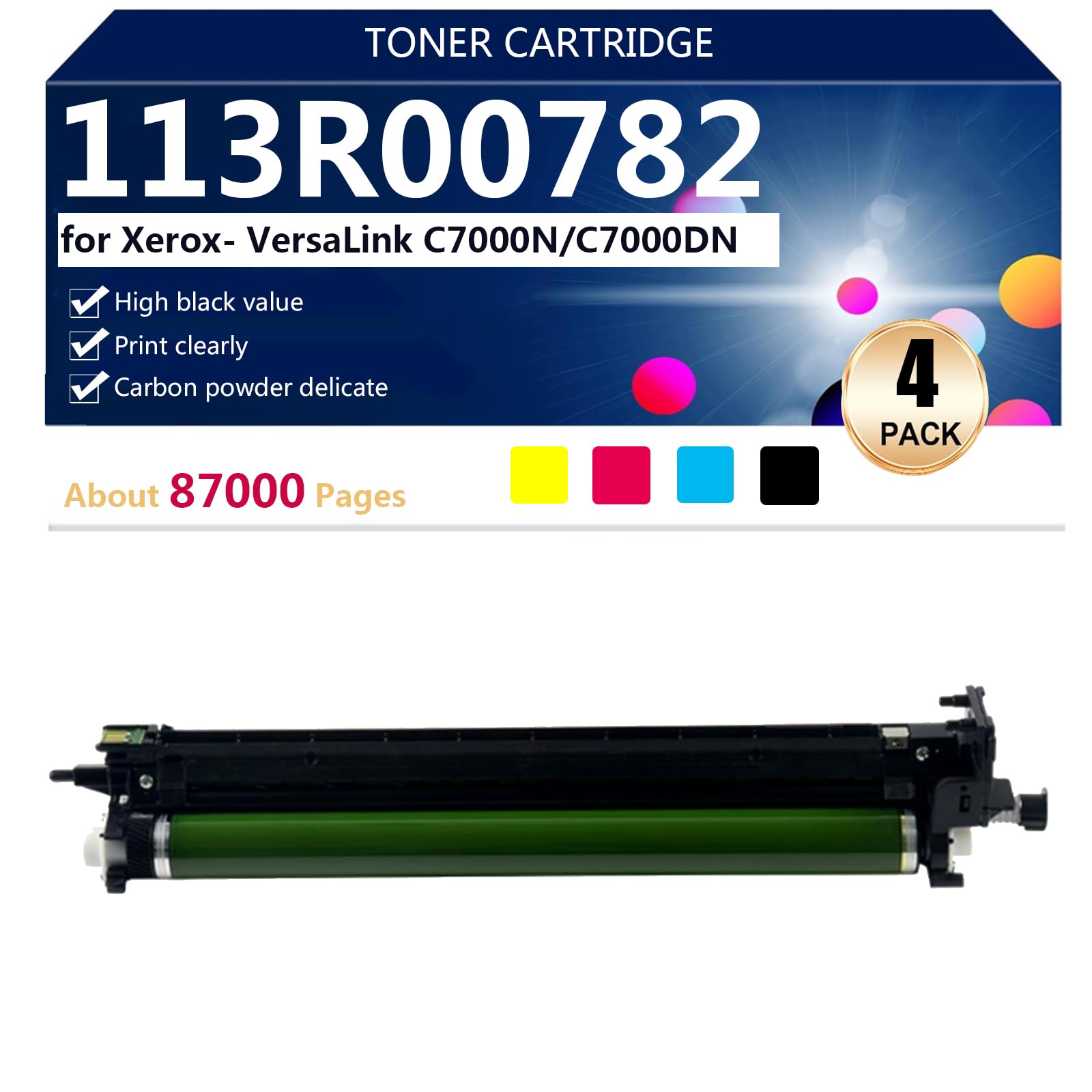 113R00782 Tamburo di Ricambio con Chip per Xerox VersaLink C7000N C7000DN Stampante【Volume di Stampa Elevato】,BCMY-1 set
