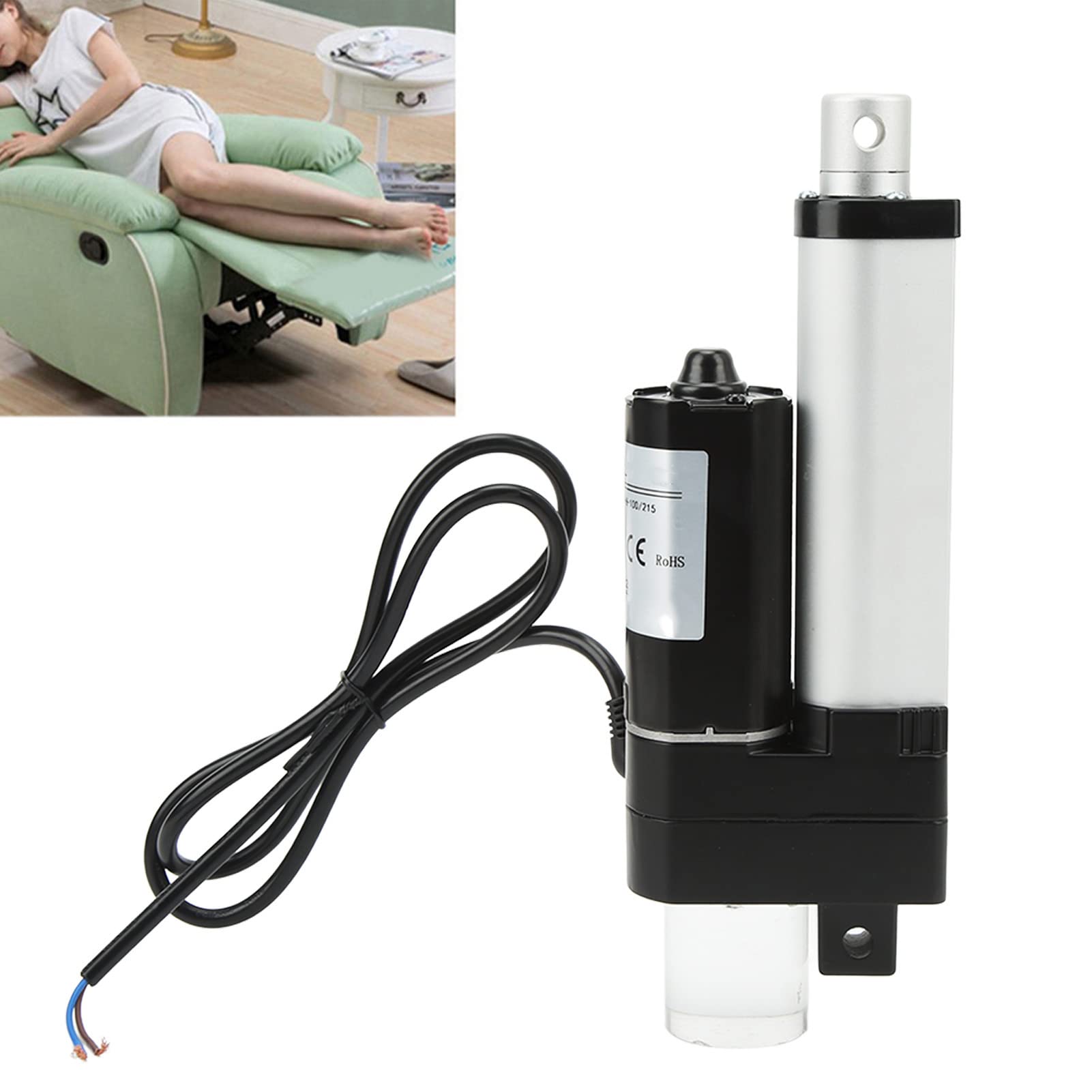 KANASI Attuatore lineare elettrico, attuatore di movimento lineare ABS in lega di alluminio 3000N 100mm 12V per sollevamento industriale di divani letto (24 V)