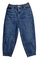 Plus Size Women Slim Loose Fit( Balloon Fit ) Soft Pure Denim Jeans- HIGH RISE- Faded Denim Blue color -NON STRETCH Fabric- Back Elastic Waist to fit Size 34"/36"/38"/40"/42"/44"/46"/48"/50"/52" (46")