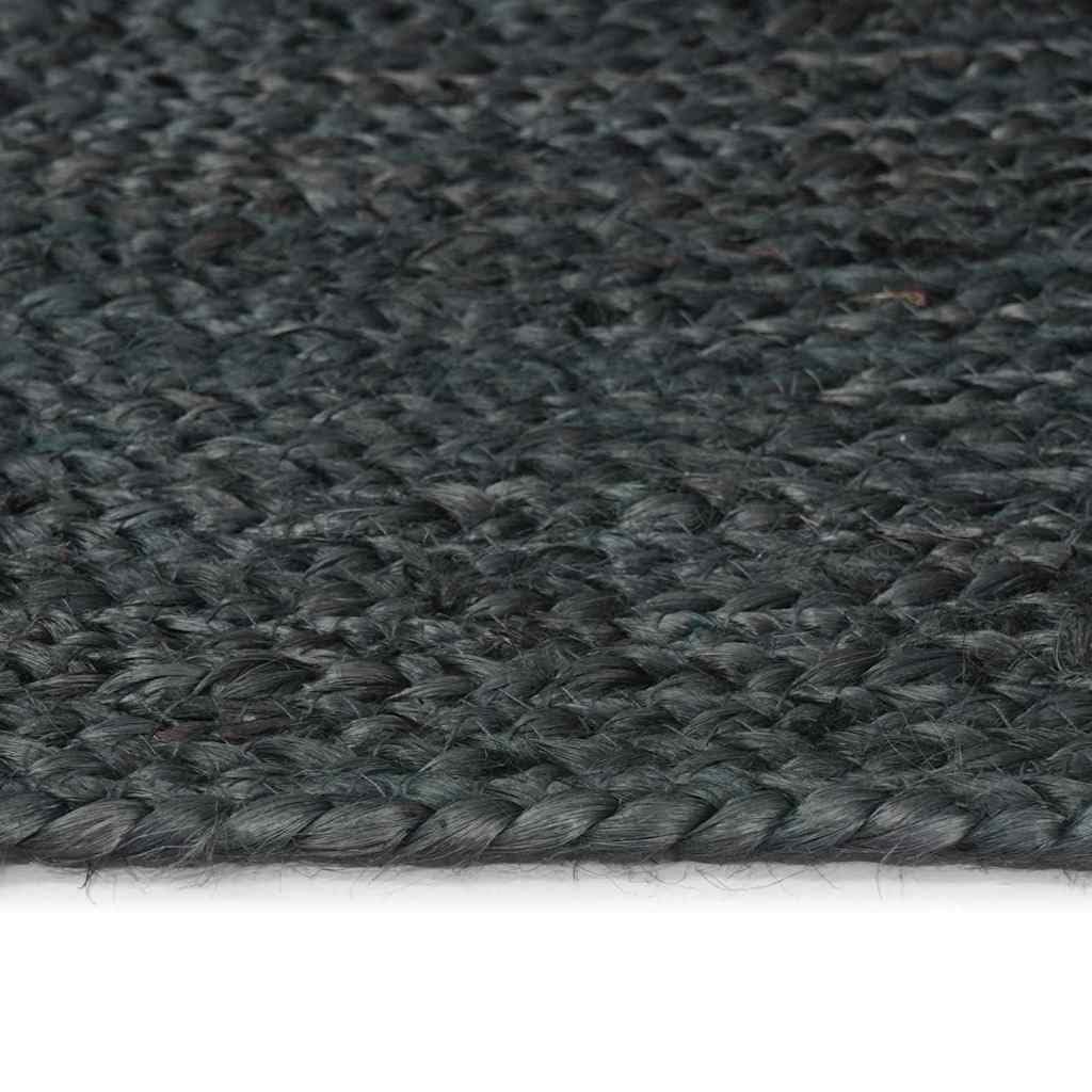 Tapis gris foncé, 122 x 183 cm, fait à la main, ovale, en jute naturelle, tapis moderne en jute pour salon, chambre à coucher et salle à manger
