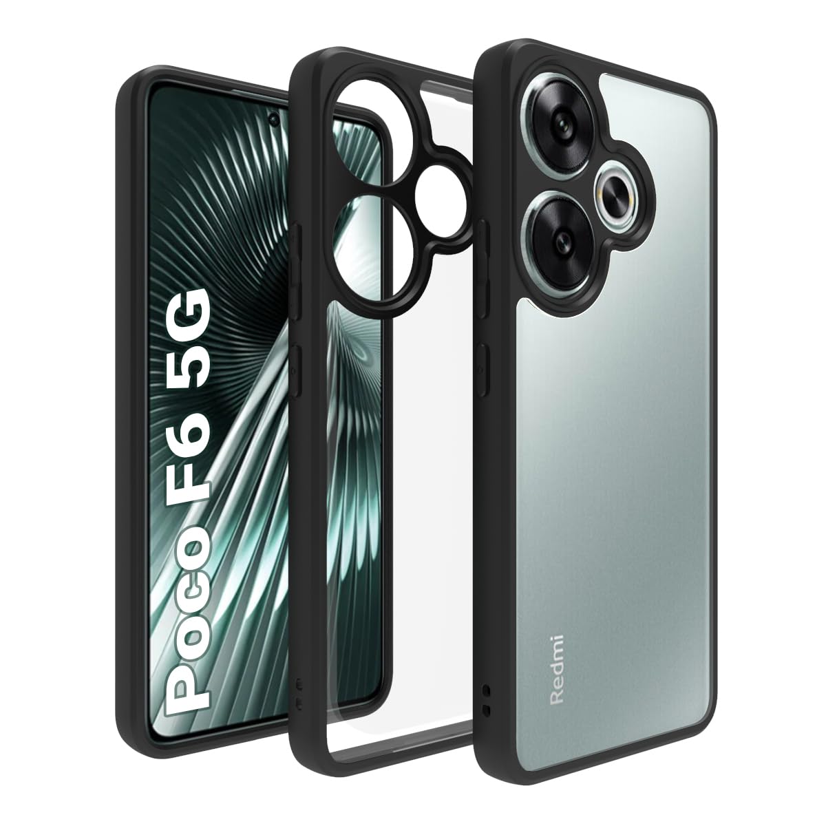 RIGGEAR Shockproof Sleek Hybrid Armor Back Cover Case Compatible with Poco F6 5G (Clear PC + Black TPU Bumper) (B0D3QBJ6QP) Amazon Price History, Amazon Price Tracker