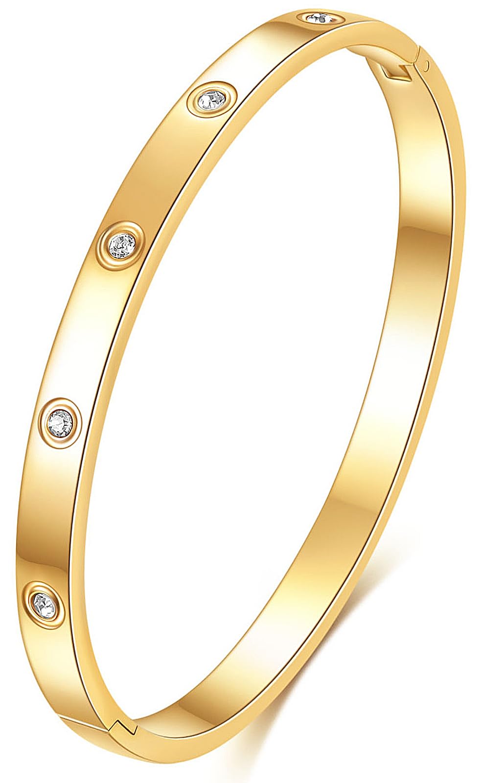 Tidefire Edelstahl Kristall Zirkonia Armbänder 18K Gold Plattiert Damen Armband Titanium Stahl Armreif