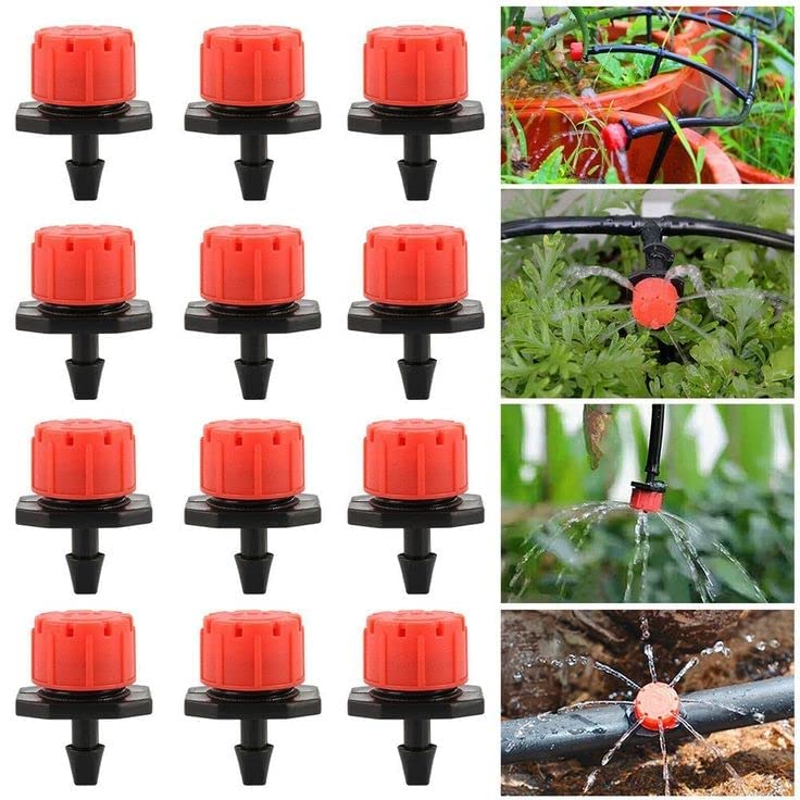 Image of Siddhi Drip Irrigation Accessories RED Adjustable Dripper and Pin Connectors with 4mm Punch Tool(1) ((Emitters -50pcs||Pin Connectors-50pcs))