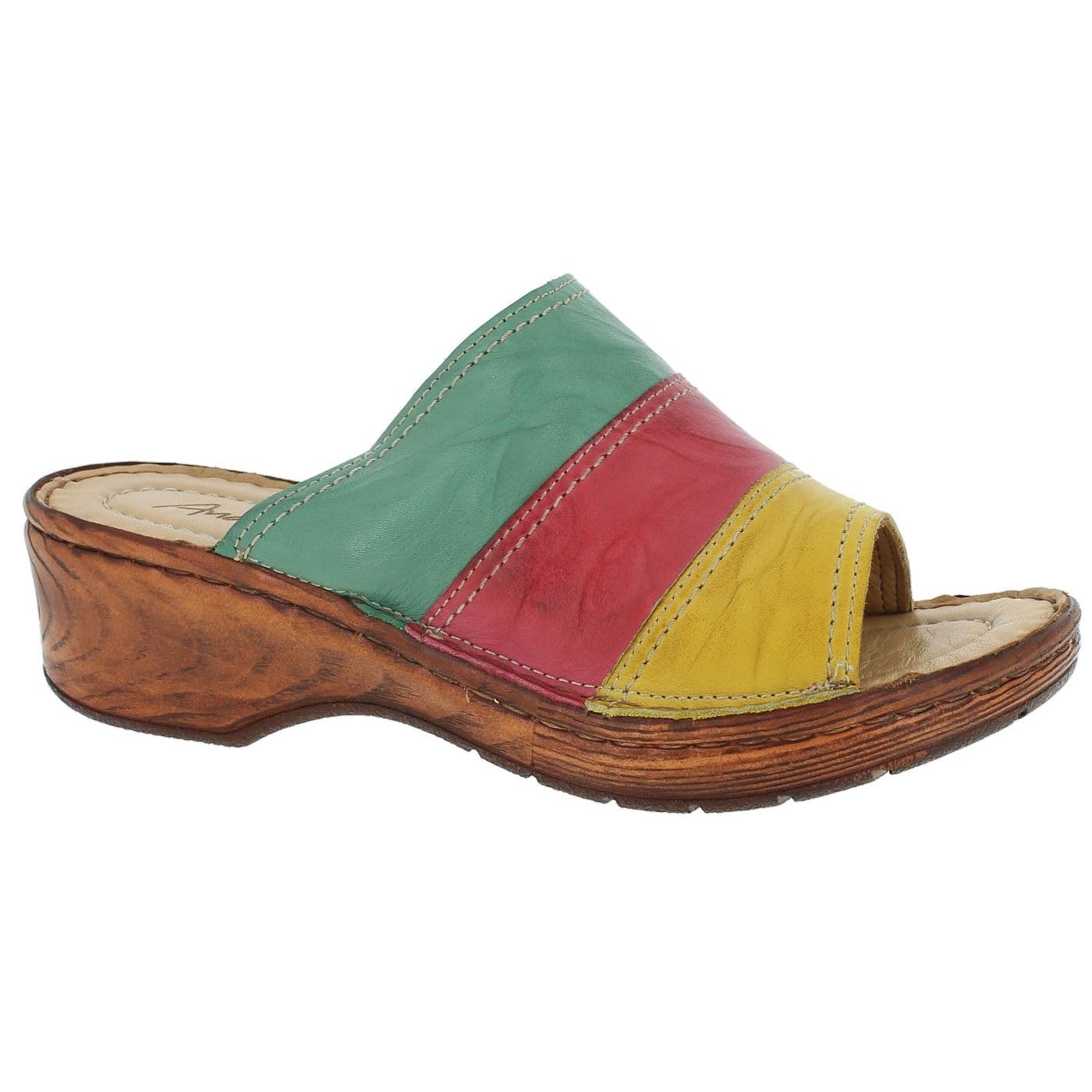 Andrea Conti Women's Mules Lemon/Coral/Green, 39 EU, Zitrone Koralle Grün, 7 UK