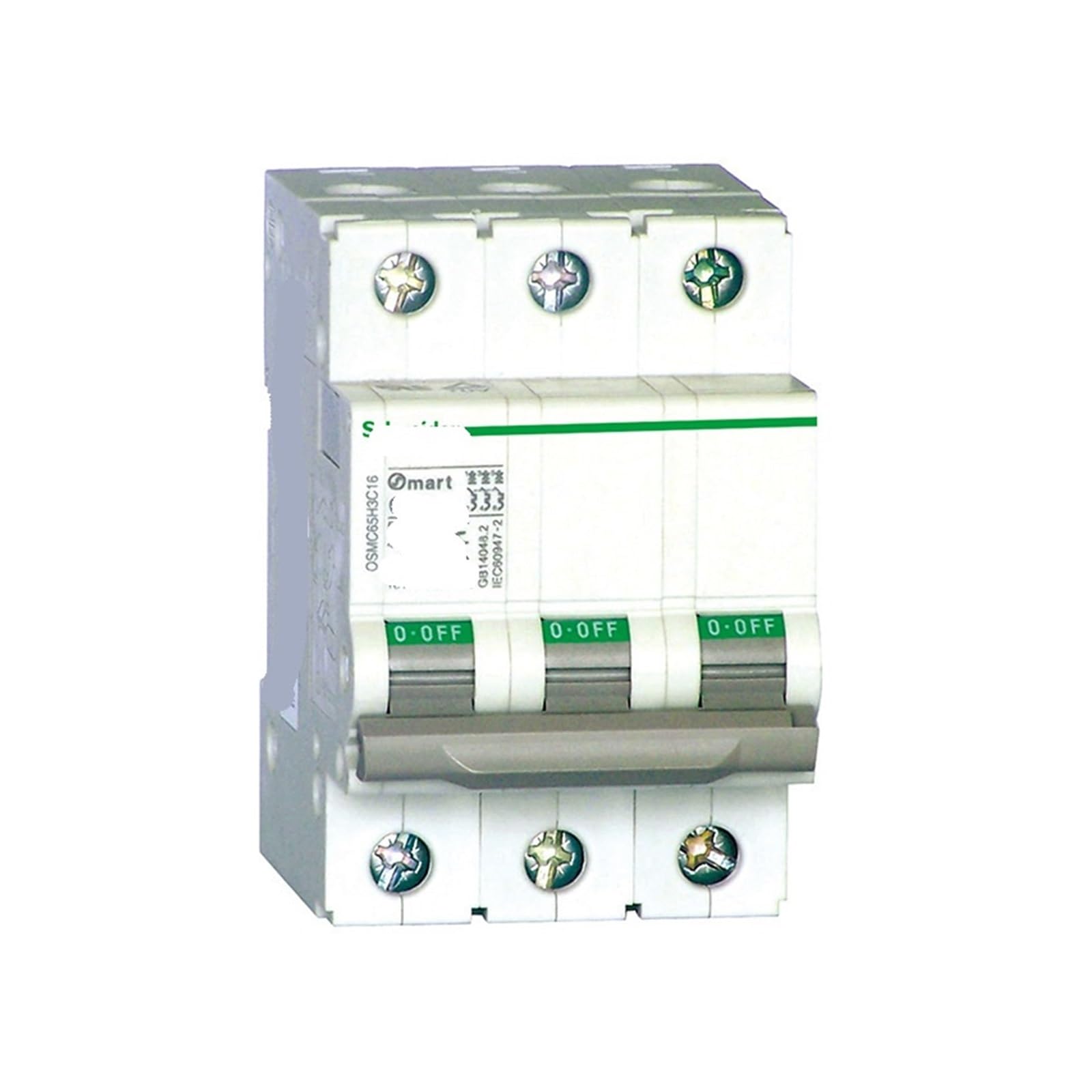 Disjoncteur miniature électrique 32A 3P O65H-C32A/3P pour réseau triphasé domestique