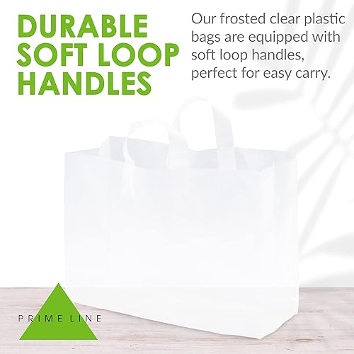 Miniatura 6 de Prime Line Packaging - Paquete de 100 bolsas de plástico de 16 x 6 x 12 pulgadas bolsas de compras para pequeñas empresas grandes y transparentes de
