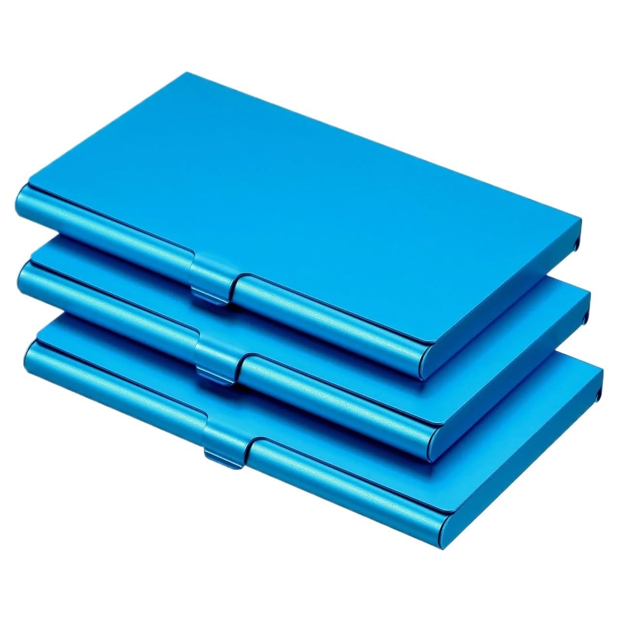 Vaeltor Women's Blue 10Pcs Business Card Holder Metal Box Cover Credit Aluminum Alloy Flip Slim Name Cards Case For Men(Blue)