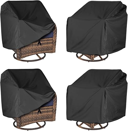 Fundas para sillas Adirondack de patio, fundas resistentes para sillas de exterior, fundas impermeables para muebles de patio (paquete de 4, negro)