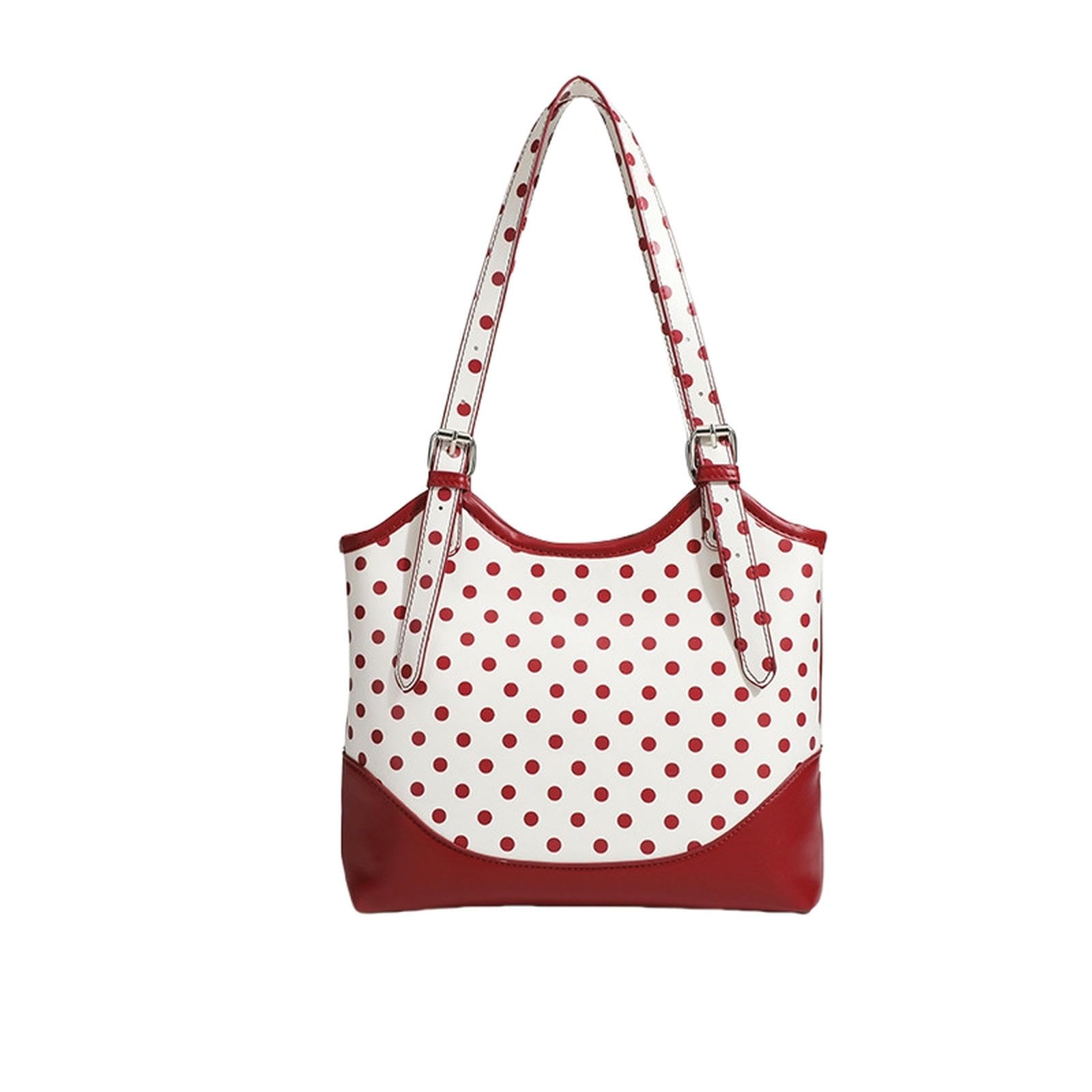 Bszyfqve Women's Red Hobos & Shoulder Bags Polka Dot Handbag Versatile Large Capacity Multifunctional Commuter Handbag Single Shoulder Underarm Bag