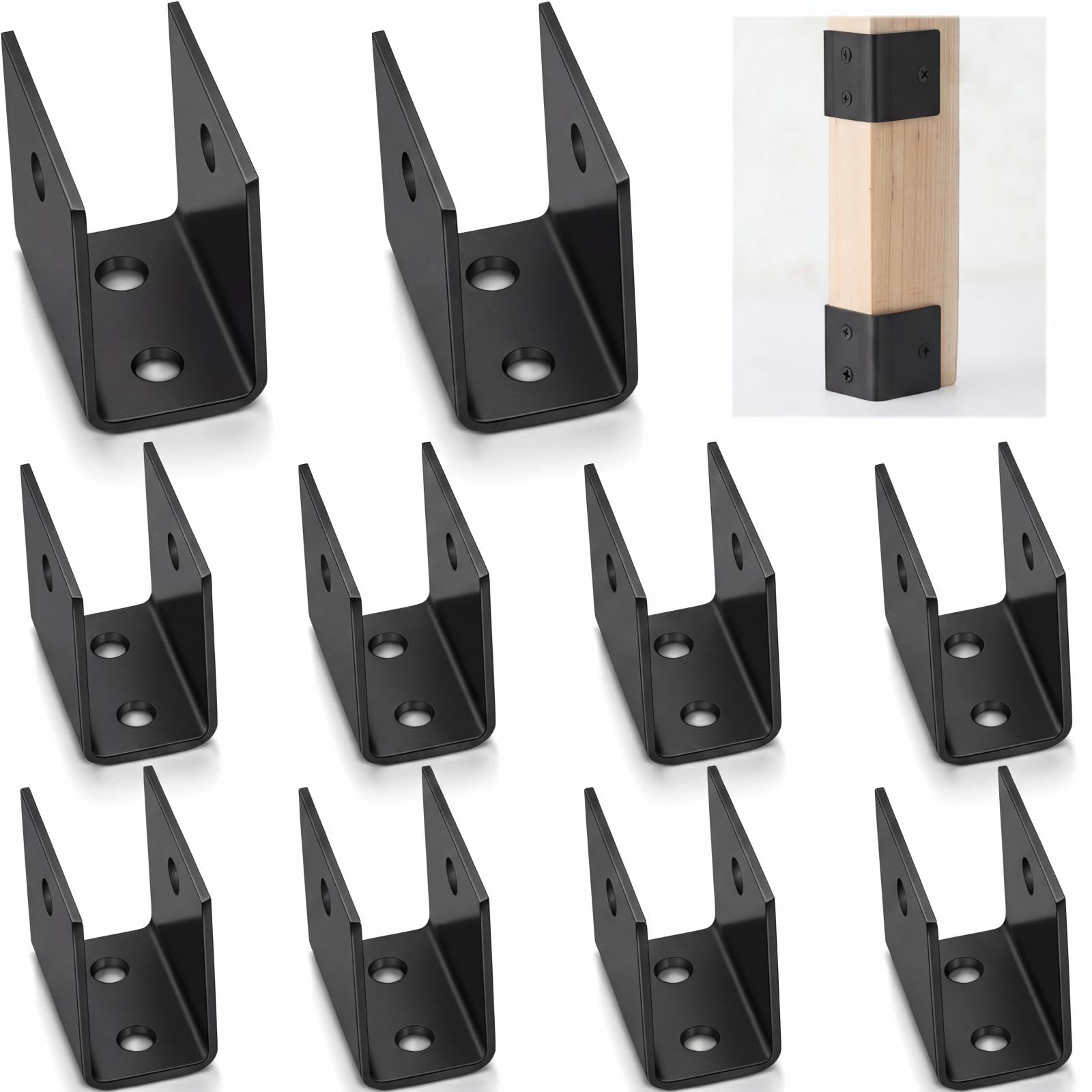 Gisafai 10 Pcs U Bracket Carbon Steel Door Fasteners, Black