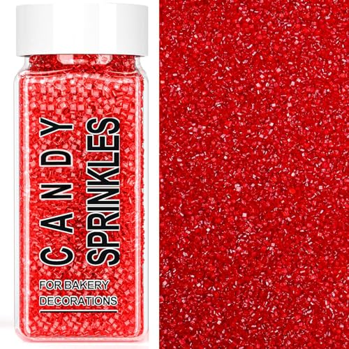 Image of Red Sanding Sugar Sprinkles, 4.6 oz Edible Sparkling Sugar Crystals for Baking Topping, Cupcakes, Cookies, Ice Cream & Cake Decorating, Wedding Party Valentines Christmas Supplies