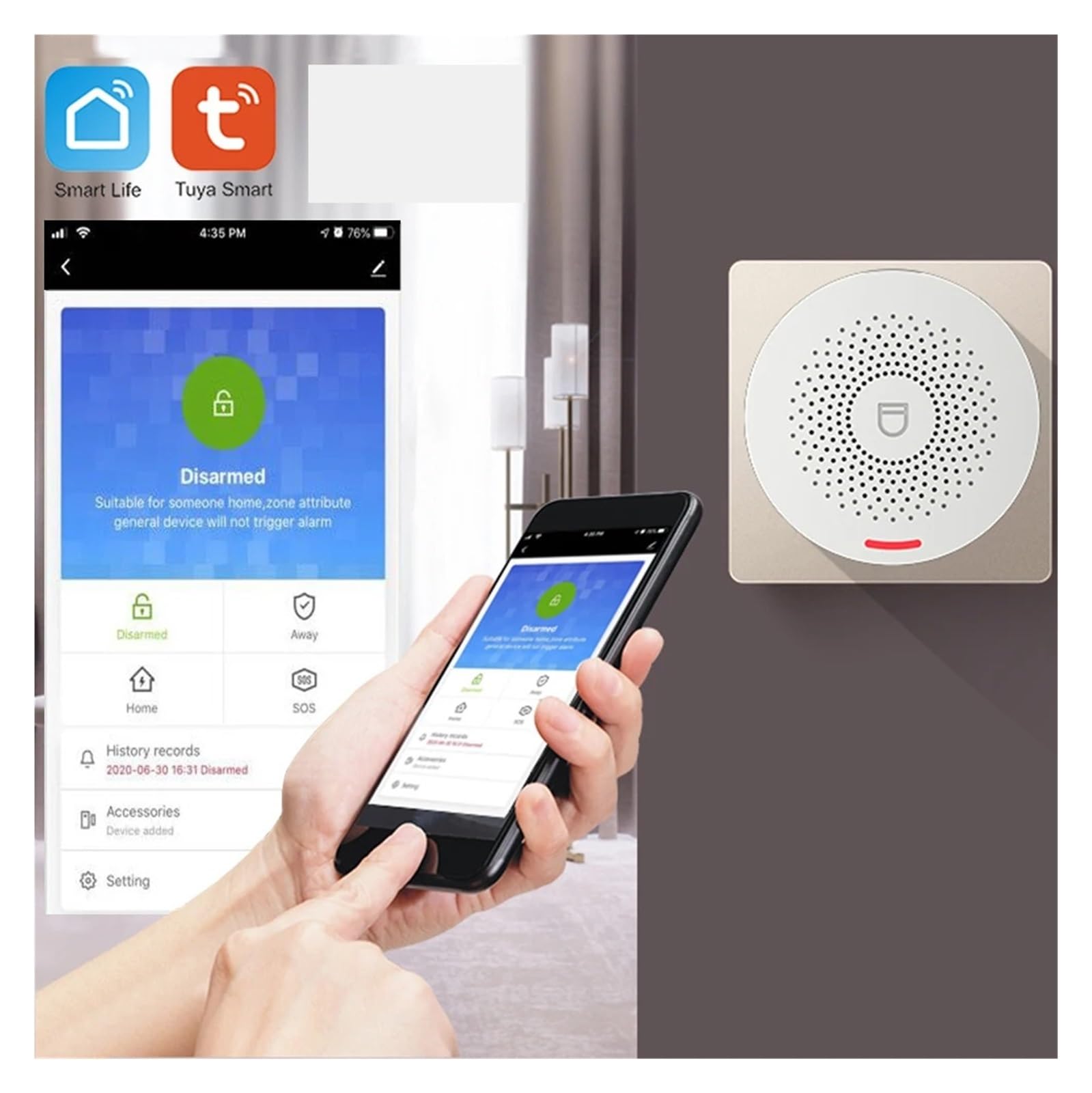 Domowe Systemy Bezpieczeństwa Inteligentny System Alarmowy WIFI Z Czujnikiem Ruchu Kompatybilny Z Inteligentnym Życiem I Aplikacją Tuya(A)