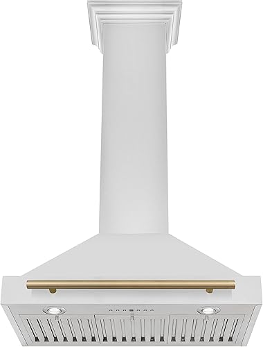 Miniatura 4 de ZLINE - Campana extractora de acero inoxidable de 30 pulgadas con carcasa de acero inoxidable y detalles de bronce champán