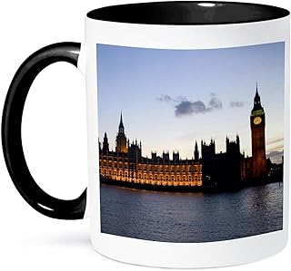 3dRose mug_82742_4 "Big Ben, Houses of Parliament, London, England - EU33 DFR0097 - David R. Frazier" Two Tone Black Mug, 11 oz, Multicolor