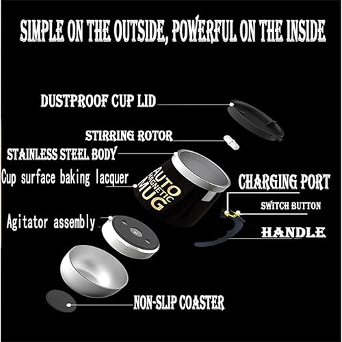 Miniatura 4 de Taza de agitación automática recargable  Taza magnética de acero inoxidable de mezcla automática para bebidas instantáneas