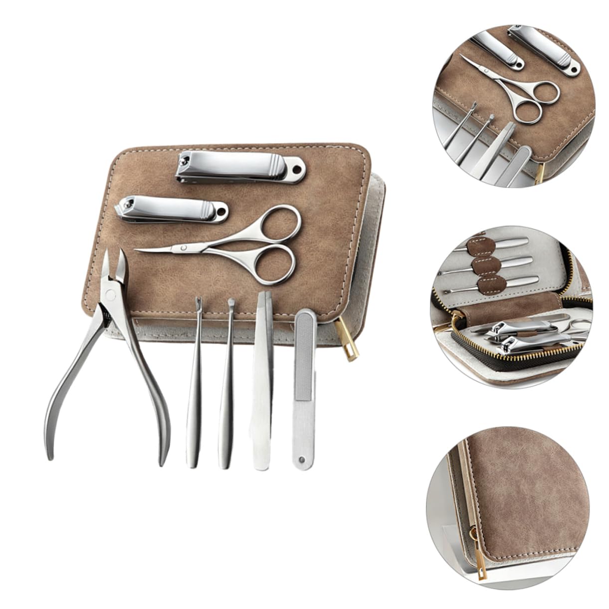Homoyoyo Set De Coupe-ongles Acier Inoxydable Pour Ongles Incurvés Et Outils De Manucure Pédicure Kit Professionnel Avec Étui Cuir Pu Pour Adultes
