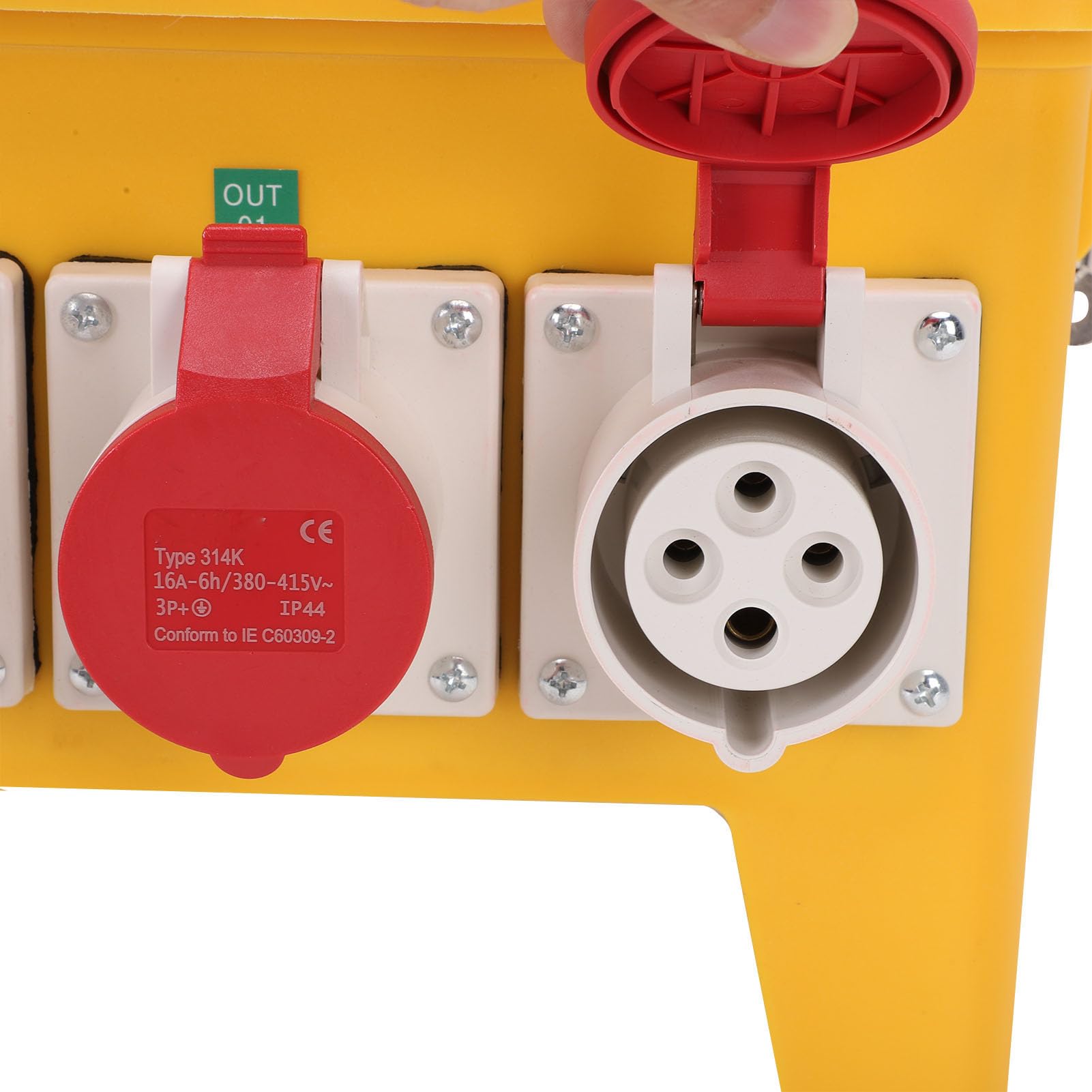 Generic Scatola di Distribuzione Elettrica Portatile con 3 Prese CEE 3P 3 CEE 4P Femmina per Cantiere Industriale Giardino, ABS, PC