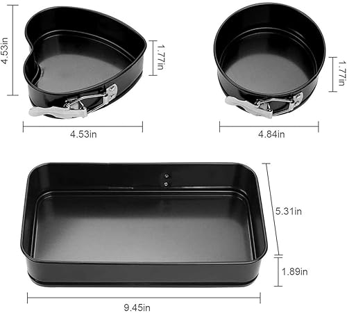 Miniatura 2 de BaySerry Molde para pastel de 3 piezas, revestimiento antiadherente, extraíble a prueba de fugas, molde para pastel de queso, molde rectangular en