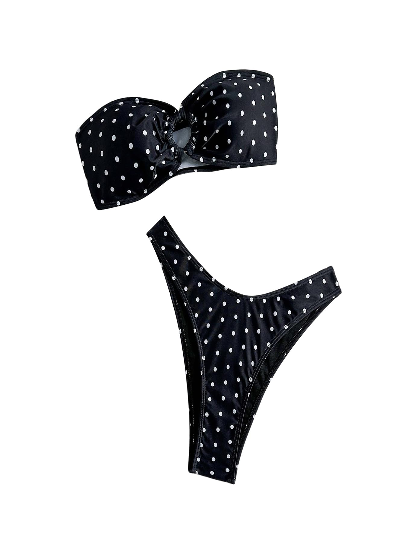 GORGLITTER Bandeau, bikini da donna, set da bagno a pois, costume da bagno a fascia, bikini con taglio outs, senza spalline, set da bagno da spiaggia