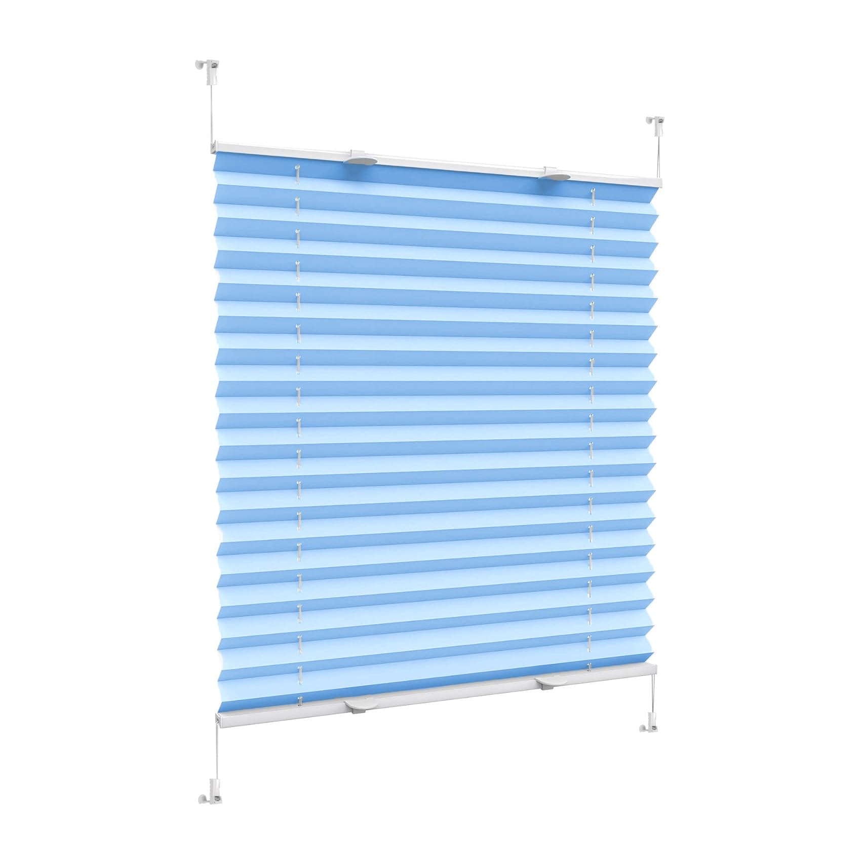 Stick on Blinds for Windows, 55 x 60 cm Thermal Blackout Privacy Protection, Custom Pleated Blind Easy to Install Self Adhesive, for Bedroom,Kitchen,Bathroom, Sky Blue