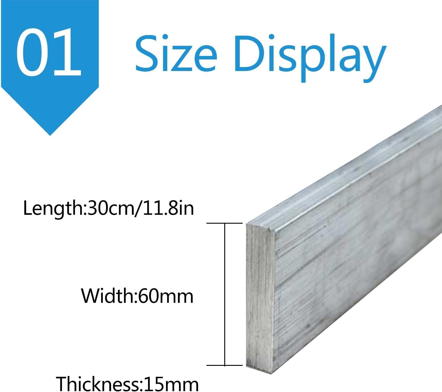 Aluminiumblechplatte, Aluminium-Flachstange, Aluminiumstangenplatte for Beschlagteile, 15 mm dick(Width:60mm)