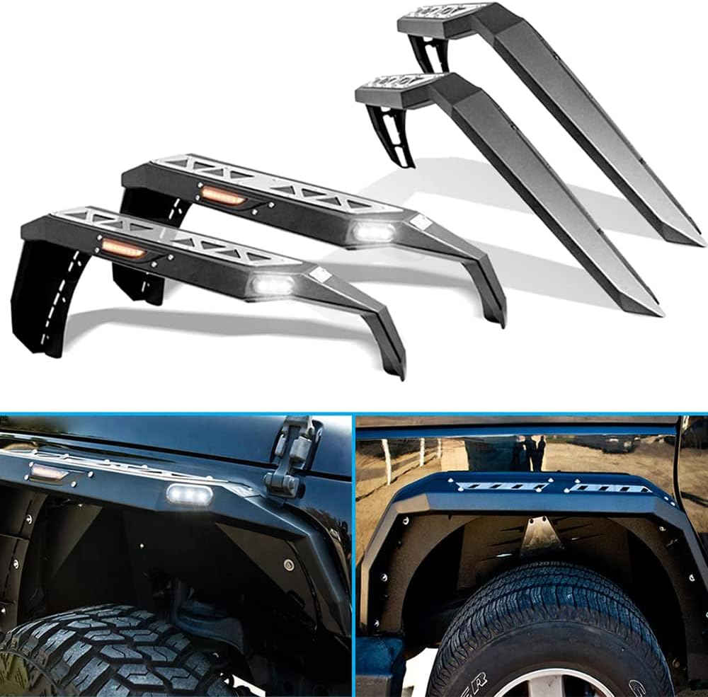 CPW Compatible with 2007 2008 2009 2010 2011 2012 2013 2014 2015 2016 2017 2018 Jeep Wrangler JK JKU Heavy Duty Fender Flares 2PCS (105 Style Front)