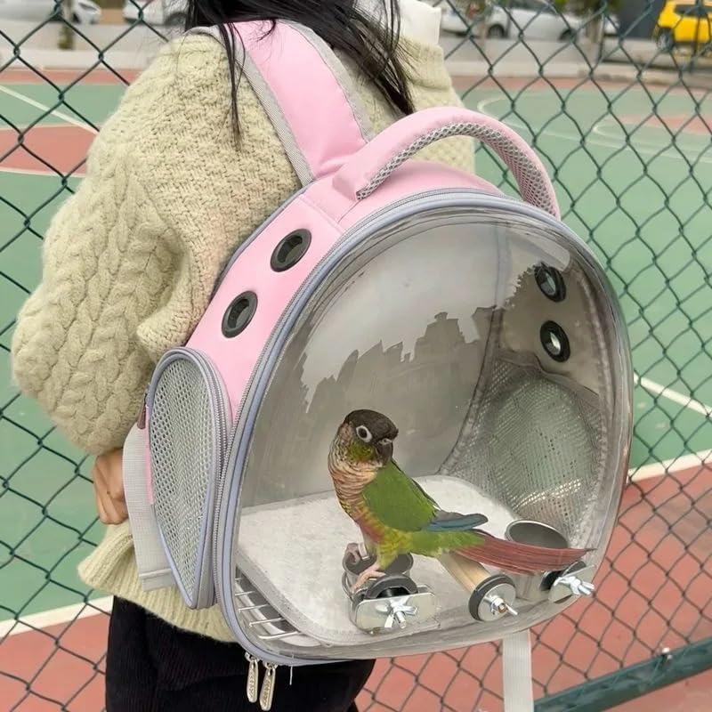 Bird Carrier Travel Cage Backpack with Perch, Breathable Portable Transport Bag for Parrot and Small Birds Outdoor Use (B2)