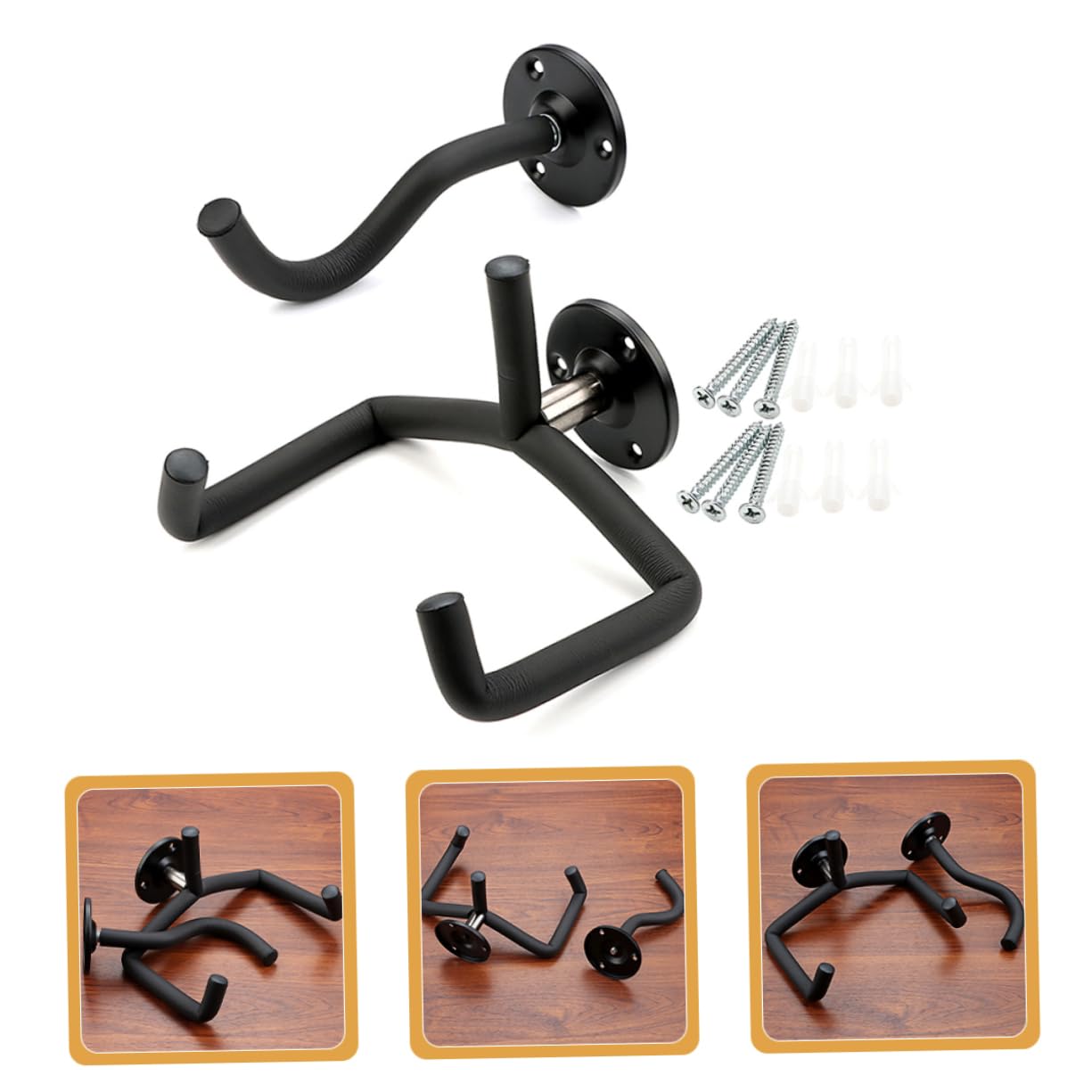 Supporto da Muro Gancio Singolo in Metallo Nero per Chitarra Appeso Stabile e Decorativo per Sala Audio o Soggiorno per Strumenti