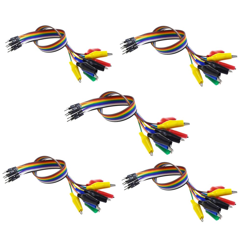 5pcs Alligator Clip with Dupont Line (Male 20cm)