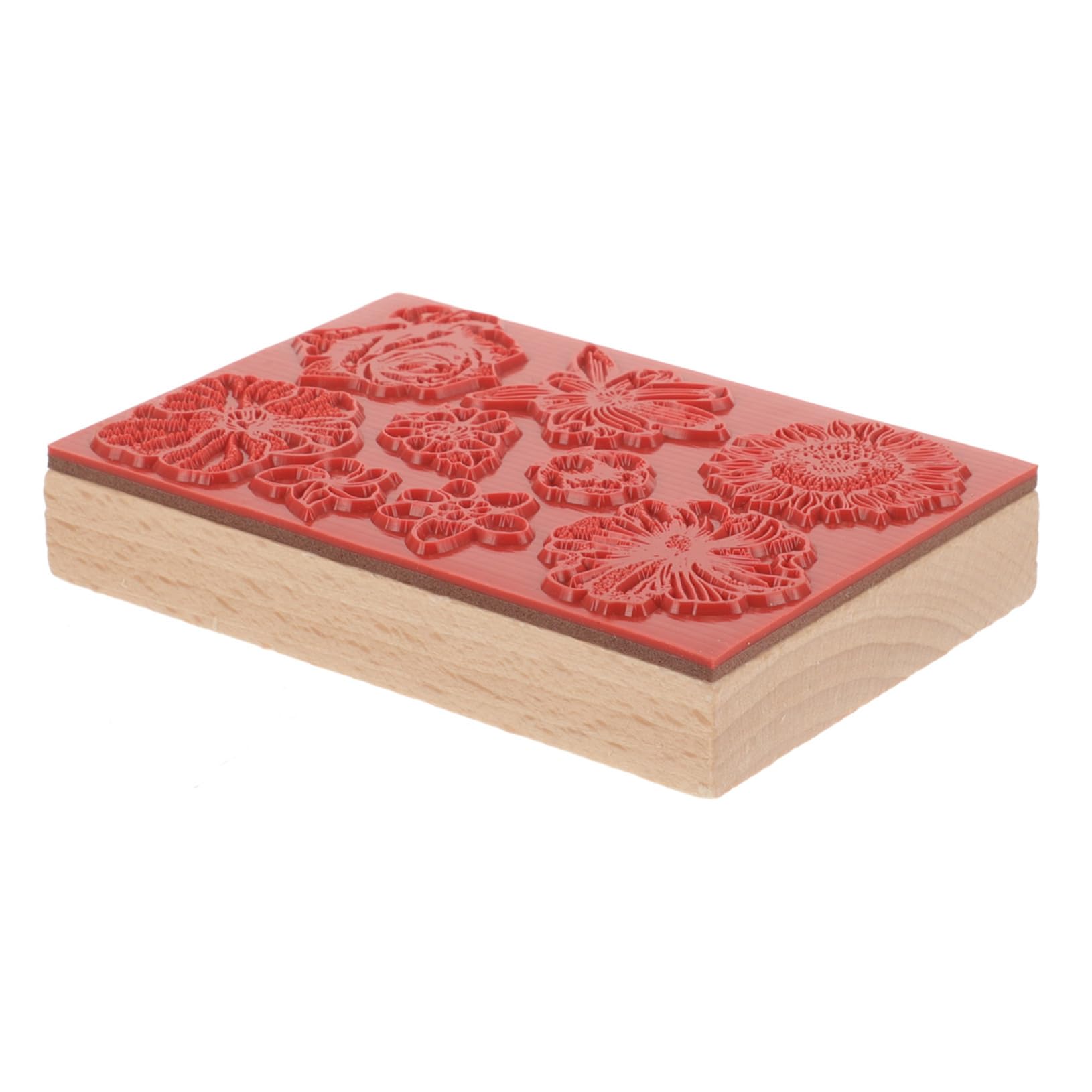DOITOOL 4 Stück Holz DIY Stempelset Handgemachter Dekorativer Stempel für Scrapbooking Karten und Bastelprojekte Blumenmuster für DIY Enthusiasten