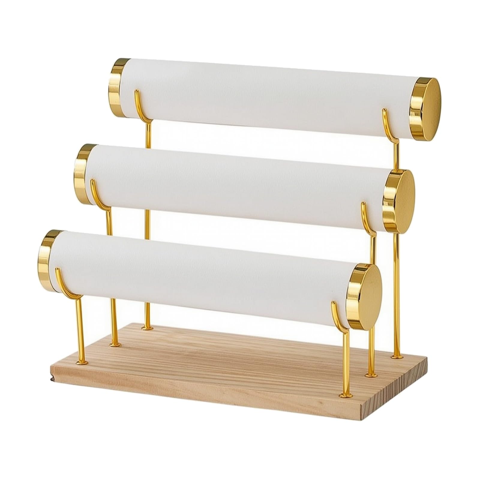Expositor Triple Niveles para Pulseras sin Nudos Rack Pulseras con Base Compacto Joyero para Tocador, PU