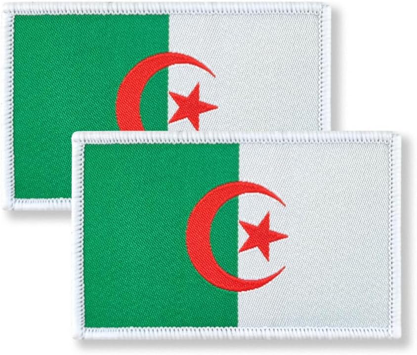 Overdecor Parche de bandera argelina militar táctico  cierre de gancho y bucle, paquete de 2