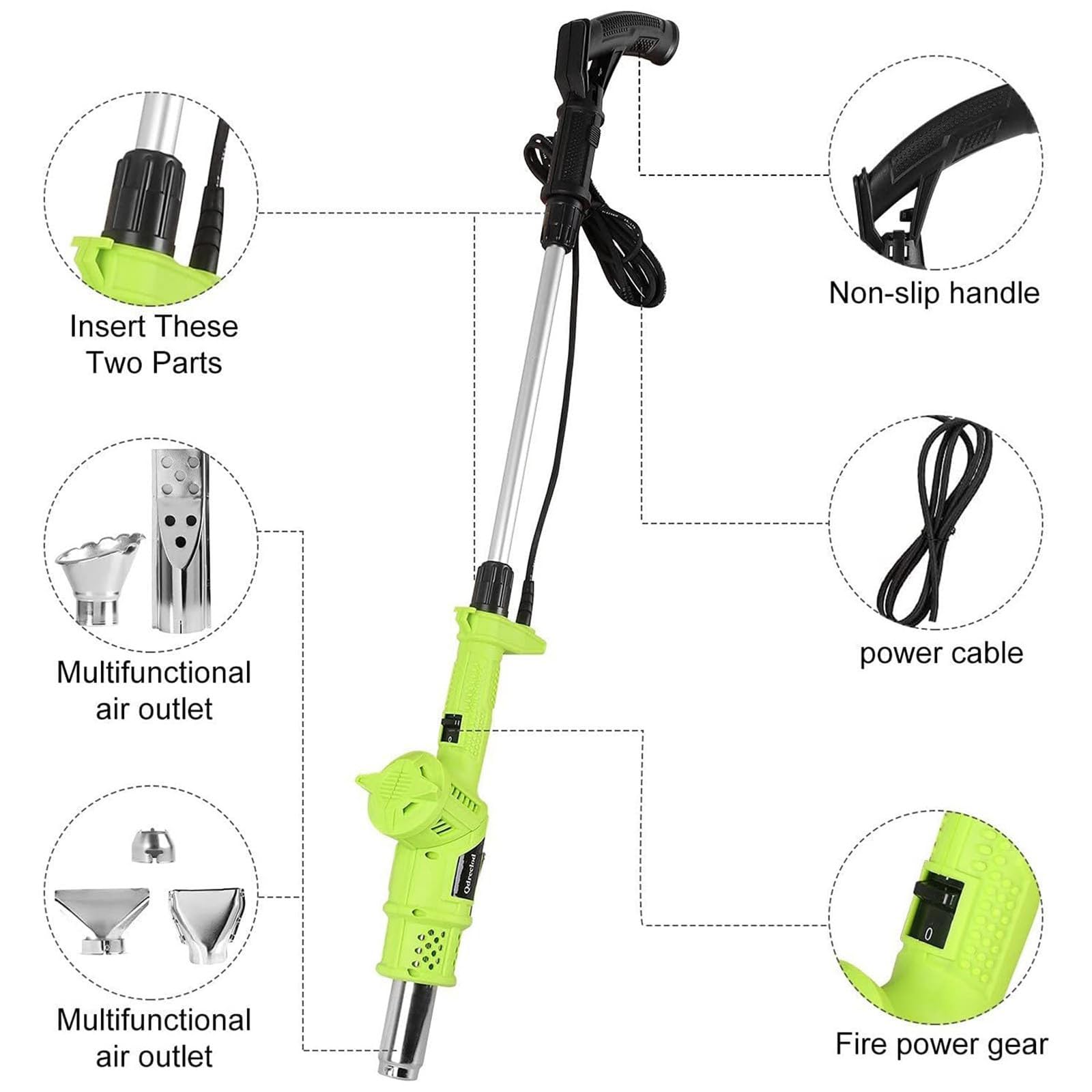 Brûleur de mauvaises herbes électrique 3 en 1, pistolet air chaud flamme
