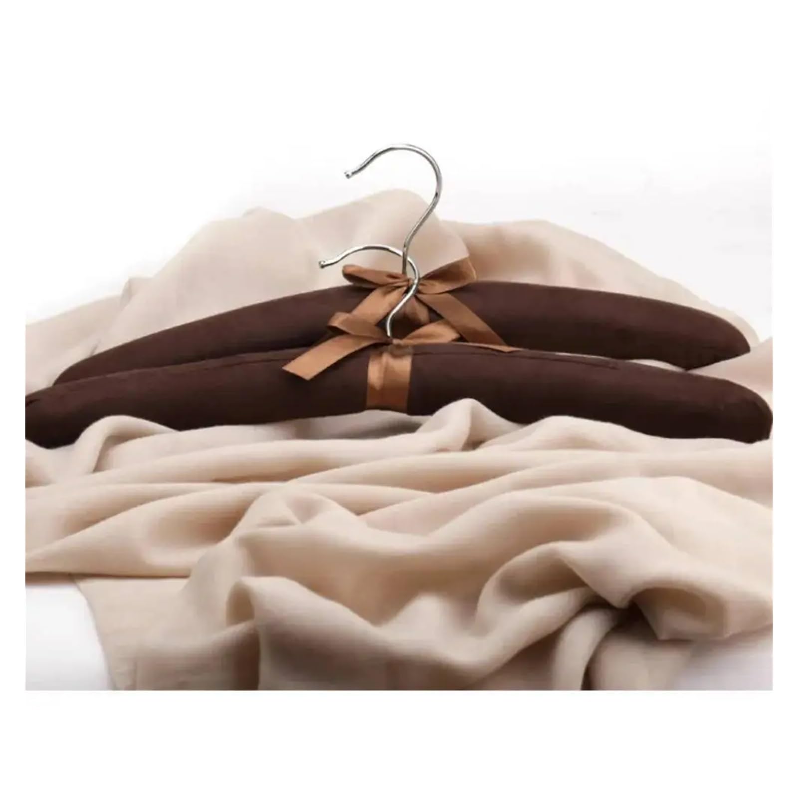 Cintres en Velours Cintres en Mousse recouverts de Velours, 10 pièces, antidérapants for Placard, Utilisation hôtel, idéaux for Les vêtements Soie(Brown 10pcs)