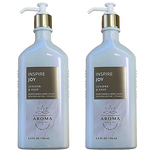 Miniatura 1 de Bath and Body Works Inspire Joy Juniper Sage - Juego de 2 lociones de aromaterapia de 65 onzas con manteca de karité y vitamina E