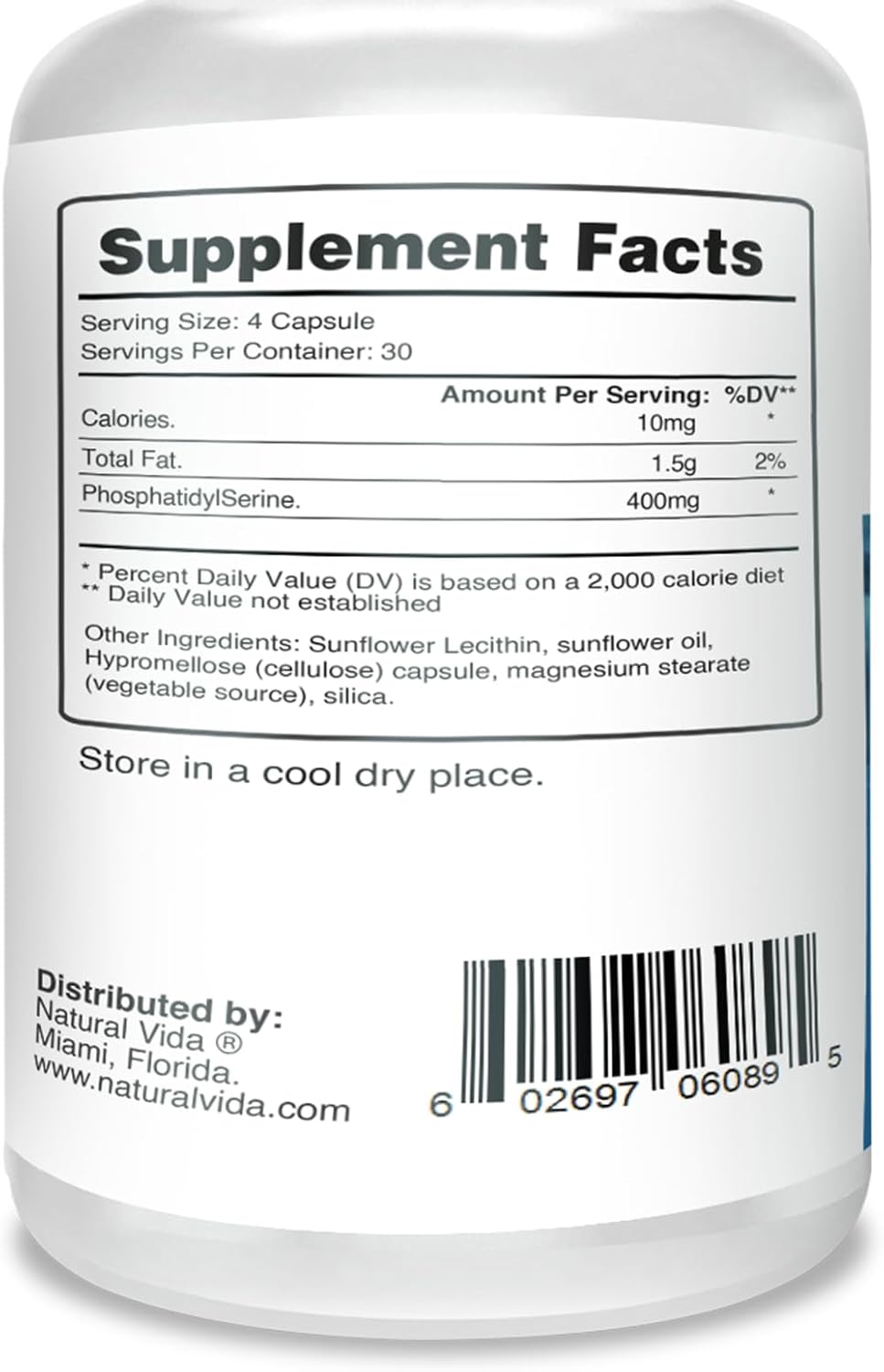 PhosphatidylSerine 400mg, Supplement, 120 Veggie Capsules - 30 Servings, Soy-Free - Image 2