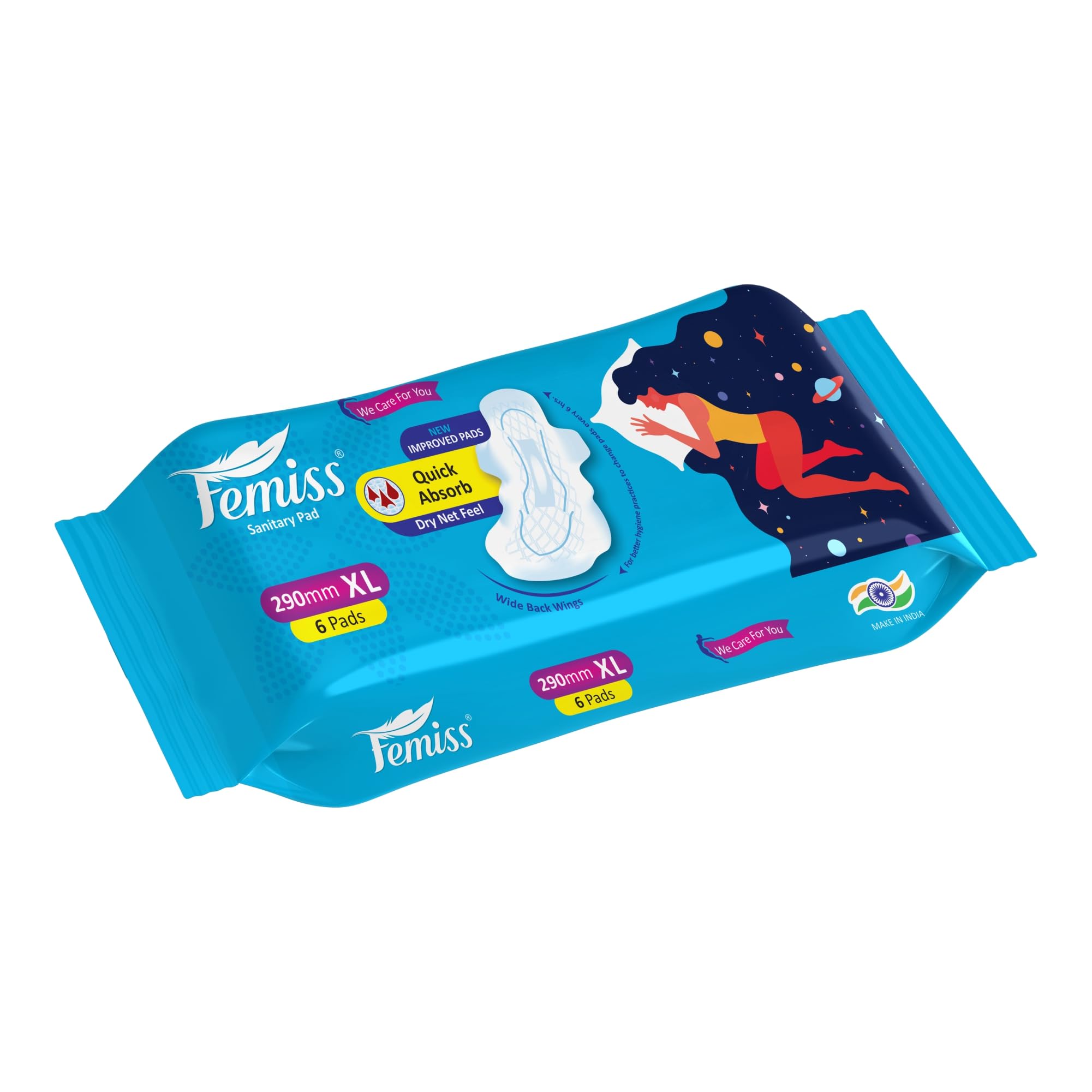 Femiss Soft & Rash Free Sanitary Pads for Women and Girls|Quick Absorption|Heavy Flow Champion|Leakage-Proof|Skin Friendly Trifold pads(XL-Size, 290 MM, 6 PCS, Pack of 1) (B0CXHT9TNK) Amazon Price History, Amazon Price Tracker